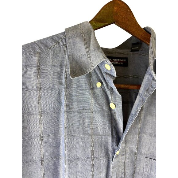 Roundtree & York Indigo Blue Short sleeve button down shirt, Men's 2XLT - Picture 6 of 10